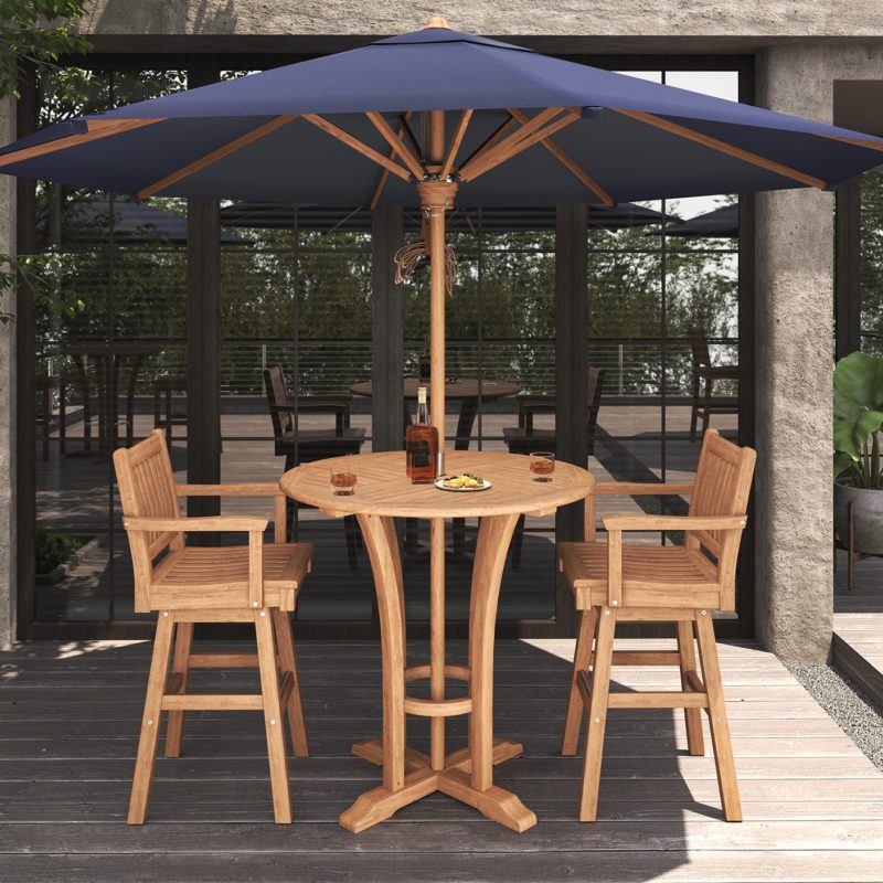 classic round bar table 106 teak footrest classic swivel bar chair with parasol round 300 cm.effectsResult