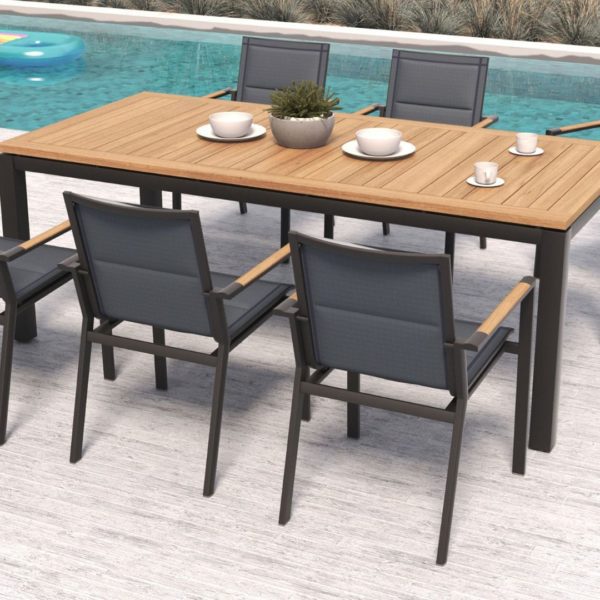 Geviner Dining Table With Gazelig Stacking Armchairs