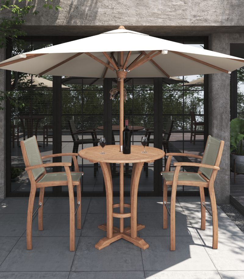 Classic Round Bar Table 106 Teak Footrest Rivera Stacking Bar Chair With Parasol Round 300 Cm.effectsresult Scaled