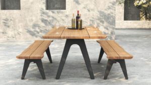 gera outdoor dining table with bench. premium outdoor furniture malaysia