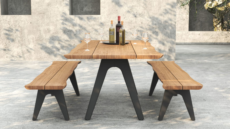gera outdoor dining table with bench. premium outdoor furniture malaysia