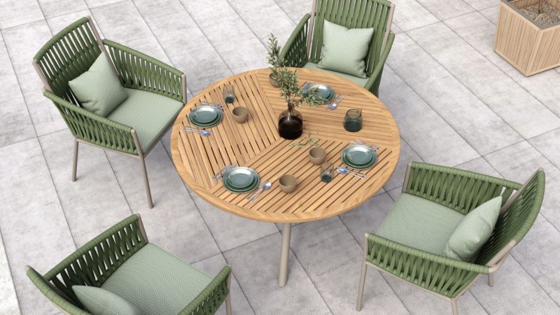 outdoor dining setup by Triconville. premium outdoor furniture
